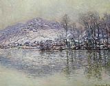 Snow Canvas Paintings - The Seine at Port Villez Snow Effect